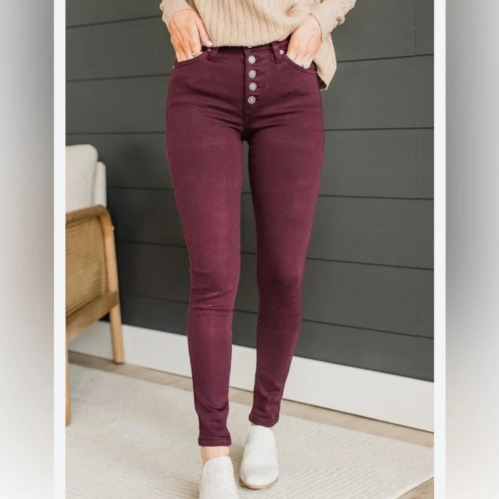 🌸Madewell 9” High Rise Skinny Jeans in Burgundy Red size 27 Tall